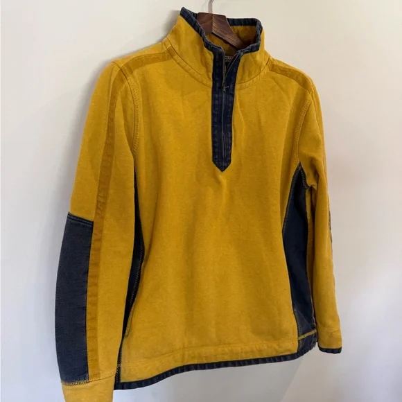 Fat Face “The Airlie” Quarter Zip Pullover – Mustard & Navy – Size Large - Picture 2 of 6